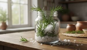 Hverken duftlys eller luftfrisker: rosmarin og salt i et glas giver naturlig duft