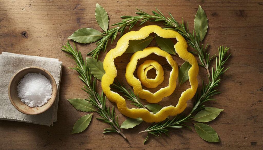 Kog citronskal med rosmarin og laurbær: den naturlige metode til en velduftende bolig