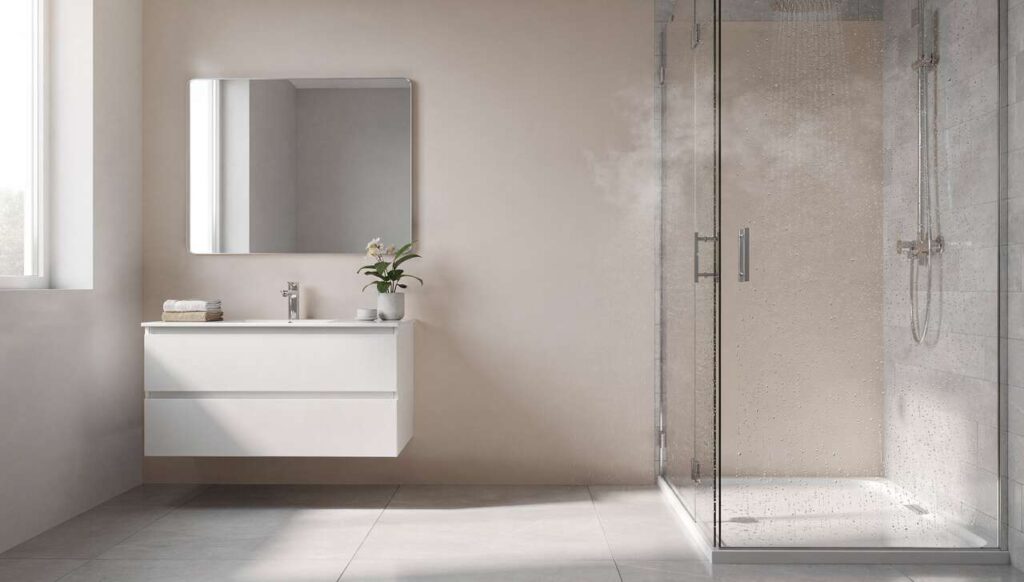 Nye vægpaneler klistres direkte på gamle fliser – selv i brusenichen: nyt bad på en weekend