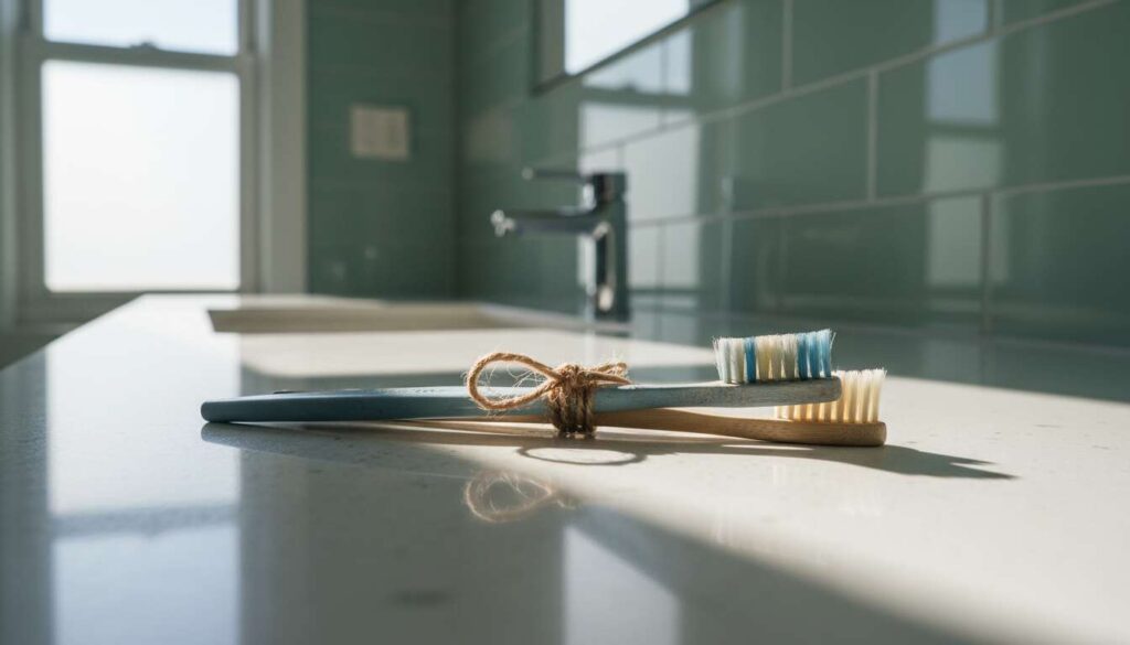 Fuger i badeværelset: to gamle tandbørster bundet sammen – det simple trick der virker
